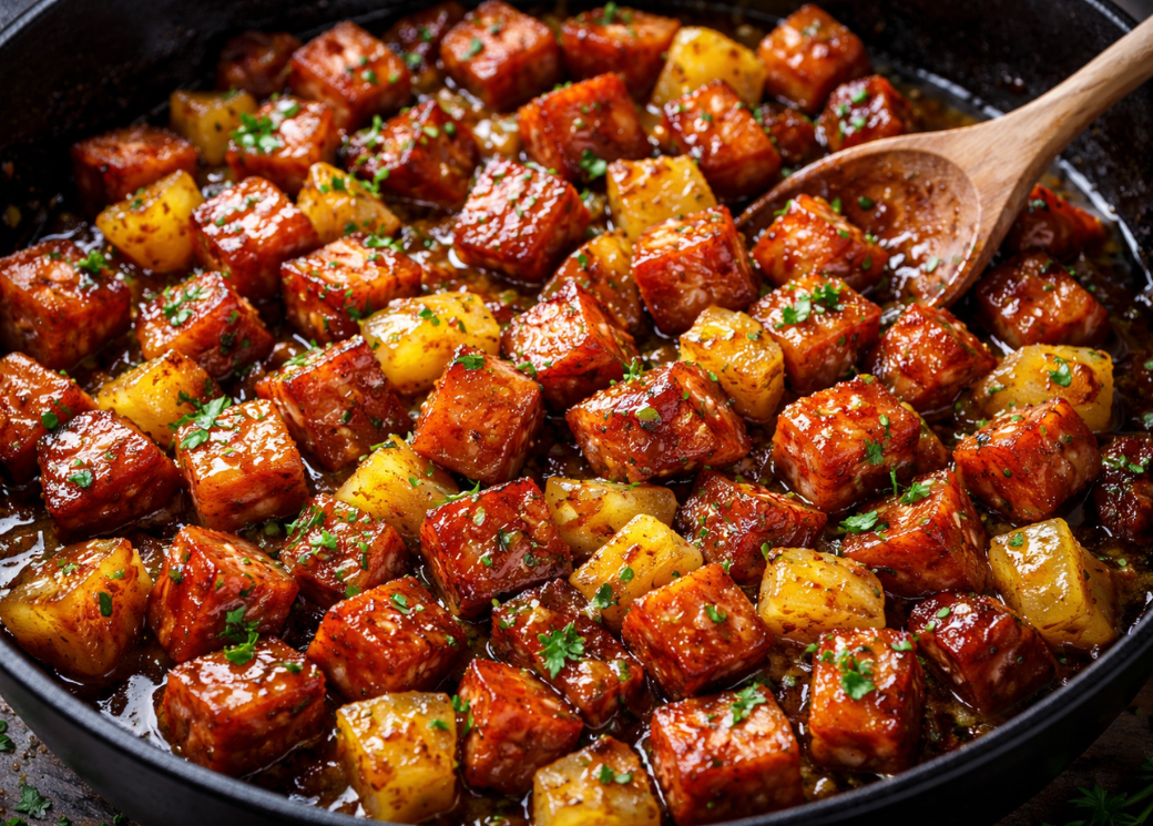 Pineapple Brown Sugar Glazed Ham Skillet Bites 1 Untitled design 22